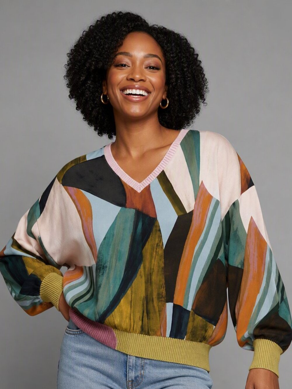 Aldo Martins Capjuluca Barcelona Geometric Multicolor Abstract Long Sleeve Top